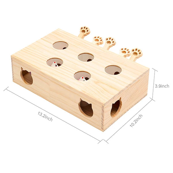 MewooFun Cat Toys Interactive Whack-a-mole Solid Wood Toys for Indoor Cats Kitten Catch Mice Game US Stock Dropshipping WG320