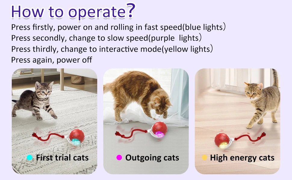 New Cat Rolling Ball Bird Chirping Interactive Cats Toys Motion Sensor Cat Toy Balls Random Rolling Pet Kitten Teaser Long Tail