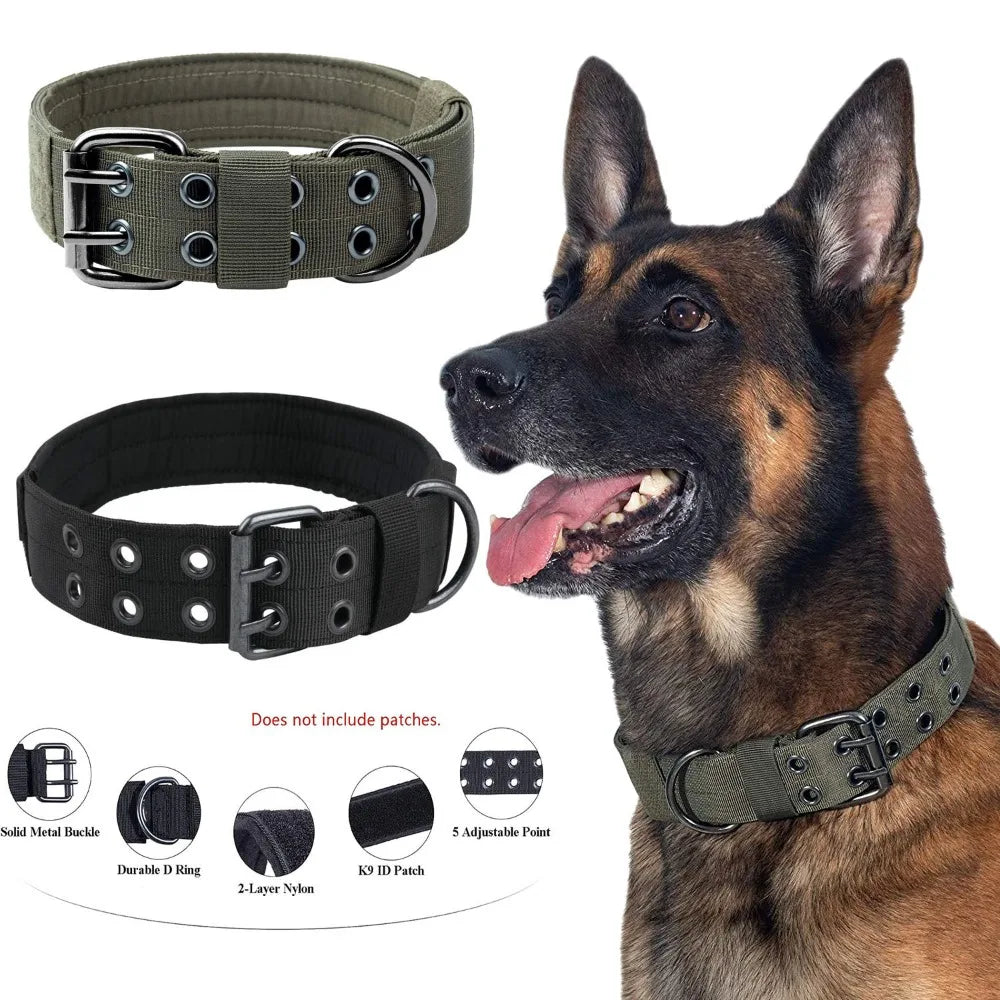 Durable Tactical Dogs Collar Leash Set Adjustable Military Pets Collars German Shepherd Training Medium Large Dog Accessories